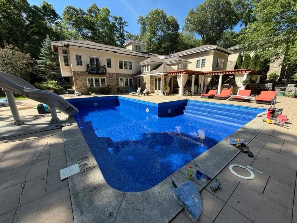 Completed pool liner repair