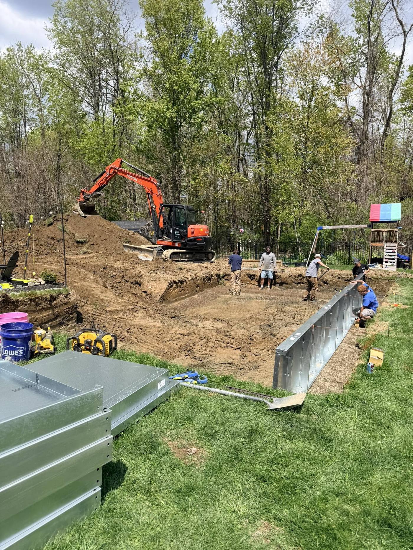 Tri-City Pools crew building a new inground pool